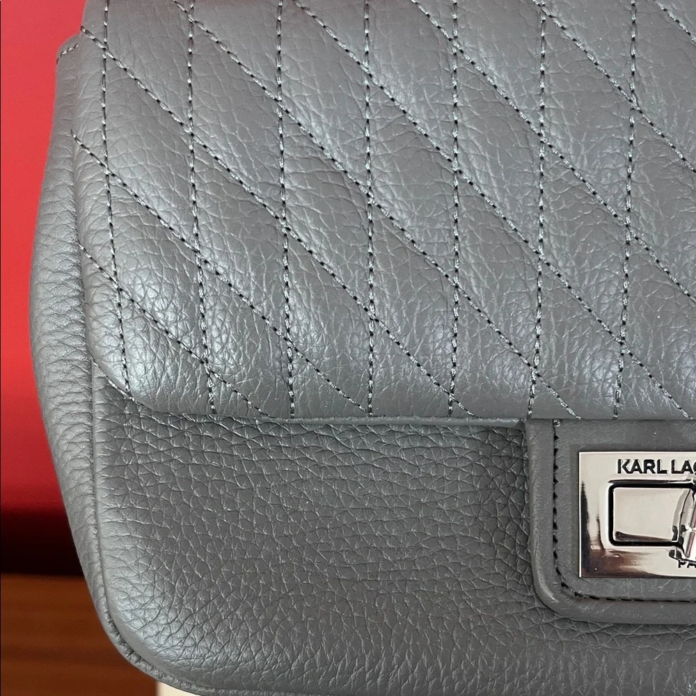 Like new Karl Lagerfeld Gray Quilted Bag with Chain - Picture 3 of 16